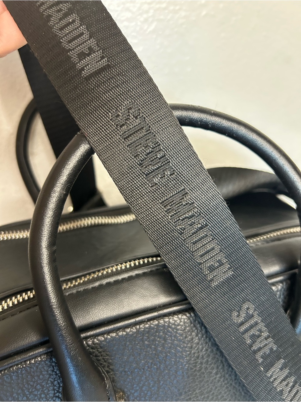 Steve Madden Black Pebbled Satchel with Top Handles - Picture 5 of 11